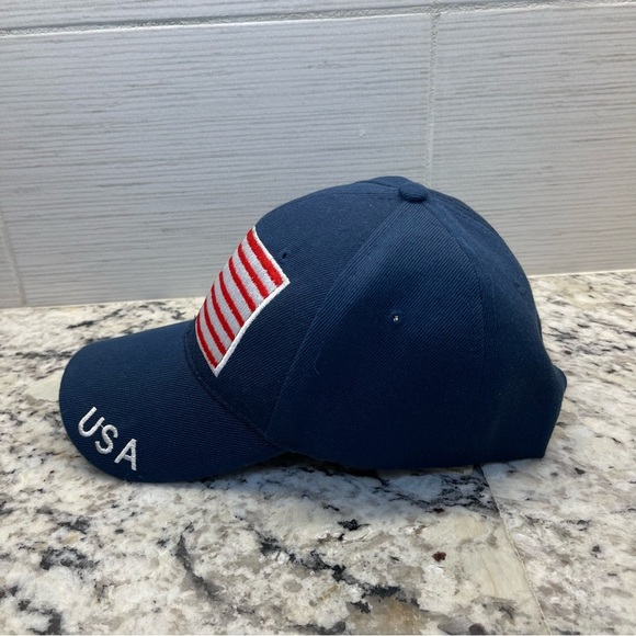USA Flag Embroidered Navy Cap - Picture 3 of 6